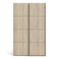 Thumbnail for White Tall Sliding Wardrobe 120cm Light Oak 2 Doors 2 Shelves