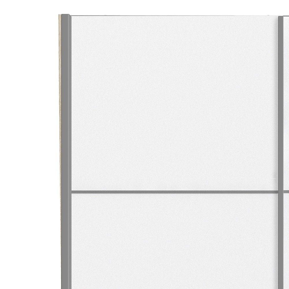 Light Oak White Wooden 200cm Tall Sliding Wardrobe