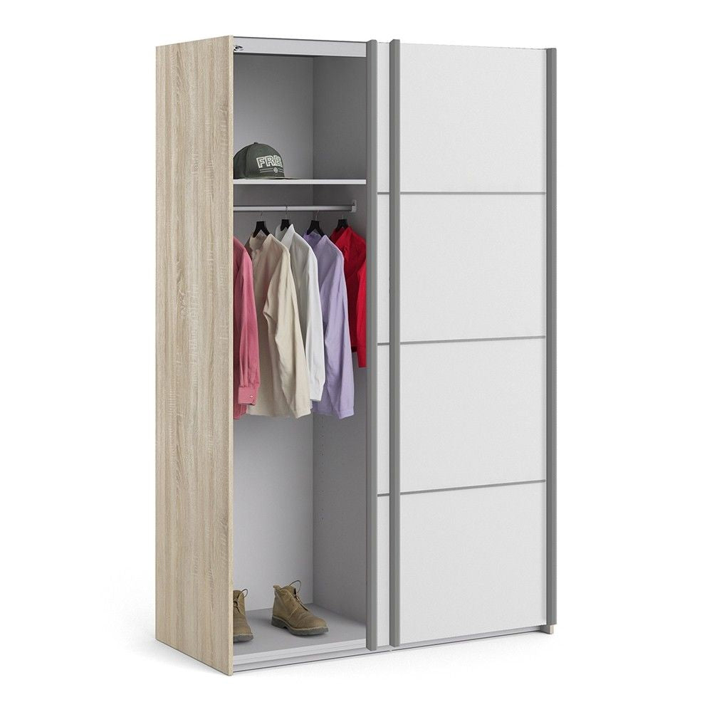 Light Oak White Wooden 200cm Tall Sliding Wardrobe