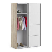 Thumbnail for Light Oak White Wooden 200cm Tall Sliding Wardrobe