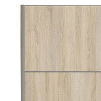 Thumbnail for Tall Sliding Oak Wardrobe 120cm With 2 Shelves and Rail