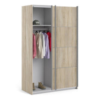 Thumbnail for Tall Sliding Oak Wardrobe 120cm With 2 Shelves and Rail