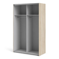 Thumbnail for Tall Sliding Oak Wardrobe 120cm With 2 Shelves and Rail