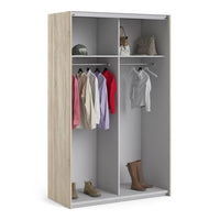 Thumbnail for Tall Sliding Oak Wardrobe 120cm With 2 Shelves and Rail