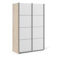 Thumbnail for Tall Sliding Light Oak Wardrobe with White Doors