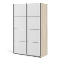 Thumbnail for Tall Sliding Light Oak Wardrobe with White Doors