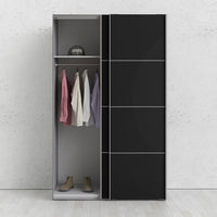 Thumbnail for Verona Sliding Wardrobe 120cm in Black Matt With Black Matt Doors With 2 Shelves