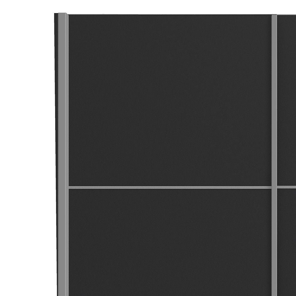 Verona Sliding Wardrobe 120cm in Black Matt With Black Matt Doors With 2 Shelves