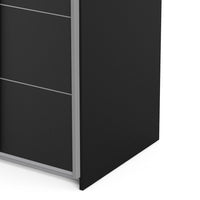 Thumbnail for Verona Sliding Wardrobe 120cm in Black Matt With Black Matt Doors With 2 Shelves