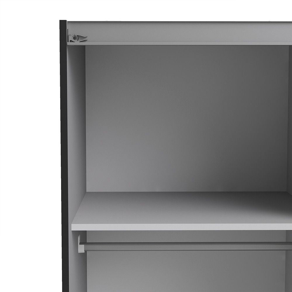 Verona Sliding Wardrobe 120cm in Black Matt With Black Matt Doors With 2 Shelves