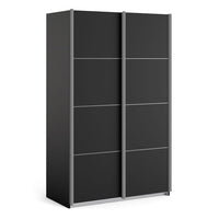 Thumbnail for Verona Sliding Wardrobe 120cm in Black Matt With Black Matt Doors With 2 Shelves