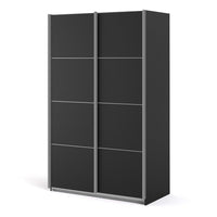 Thumbnail for Verona Sliding Wardrobe 120cm in Black Matt With Black Matt Doors With 2 Shelves