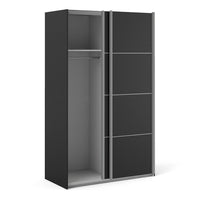 Thumbnail for Verona Sliding Wardrobe 120cm in Black Matt With Black Matt Doors With 2 Shelves