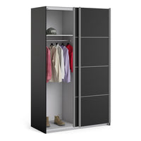 Thumbnail for Verona Sliding Wardrobe 120cm in Black Matt With Black Matt Doors With 2 Shelves