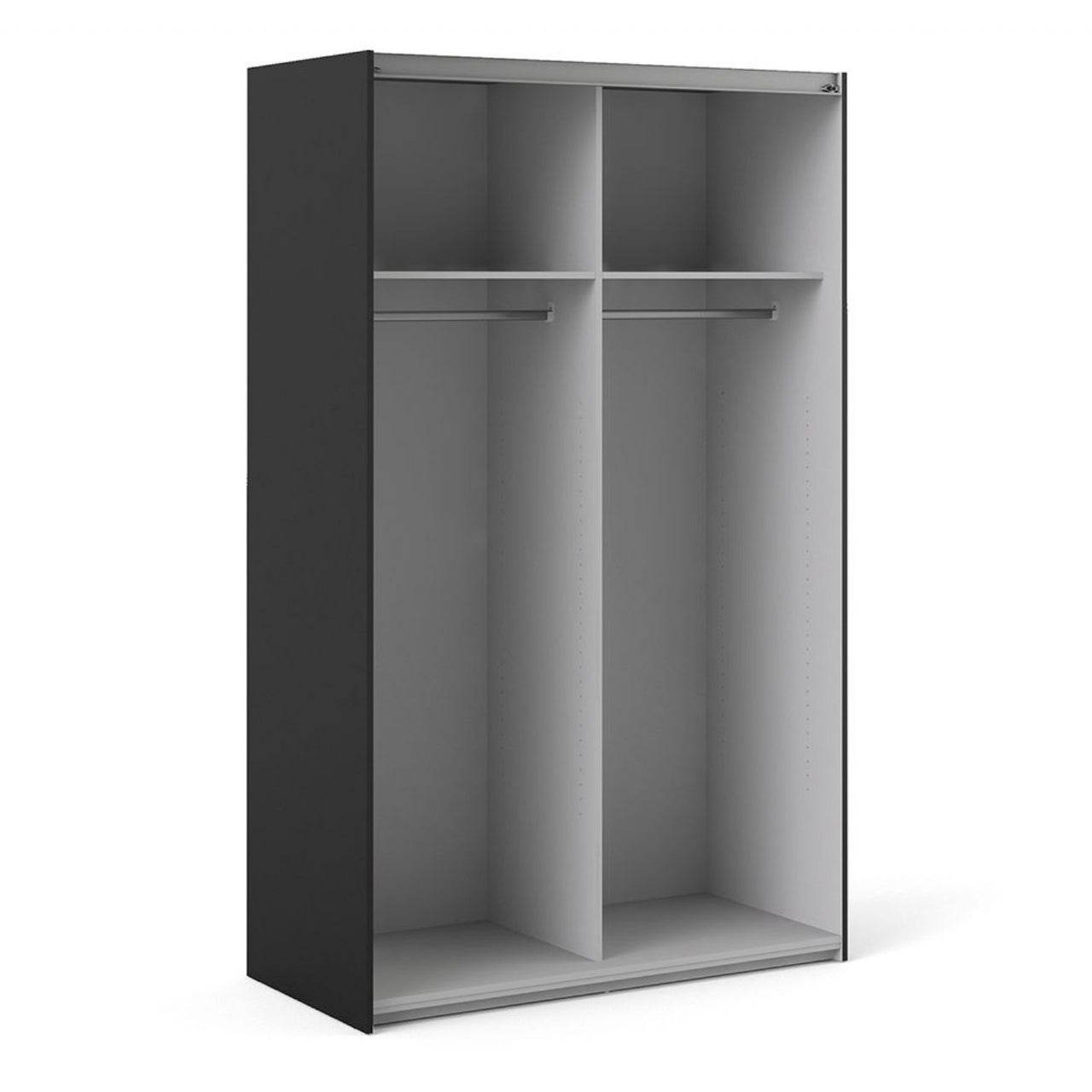 Verona Sliding Wardrobe 120cm in Black Matt With Black Matt Doors With 2 Shelves