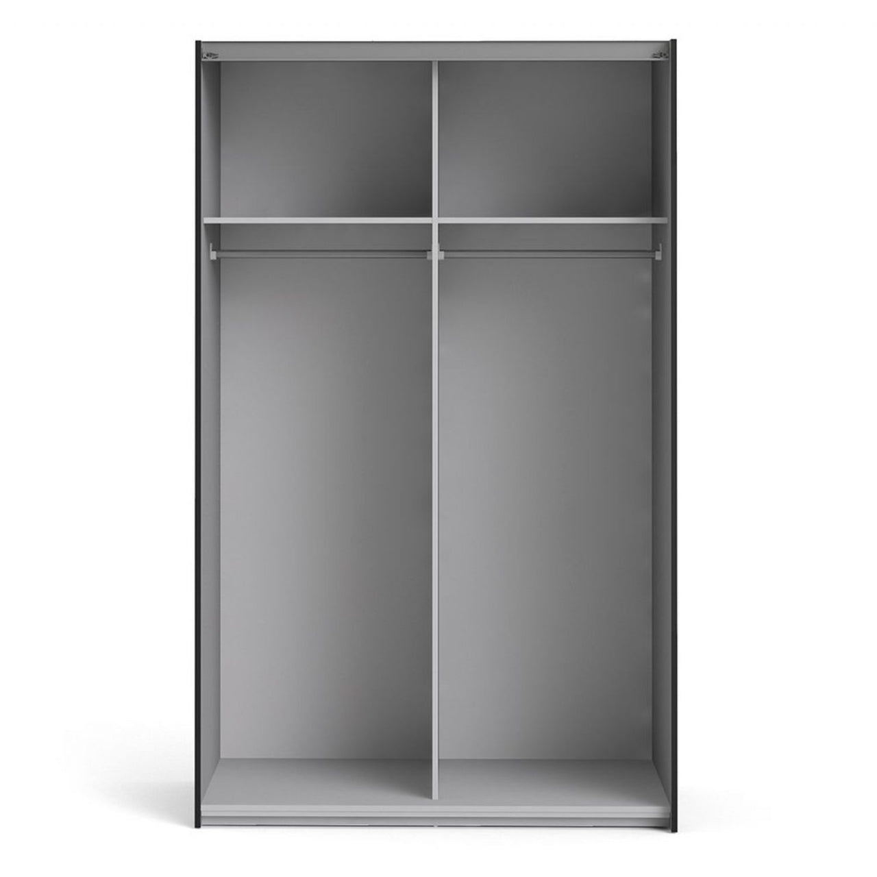 Verona Sliding Wardrobe 120cm in Black Matt With Black Matt Doors With 2 Shelves