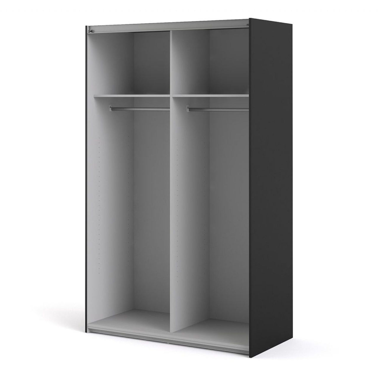 Verona Sliding Wardrobe 120cm in Black Matt With Black Matt Doors With 2 Shelves