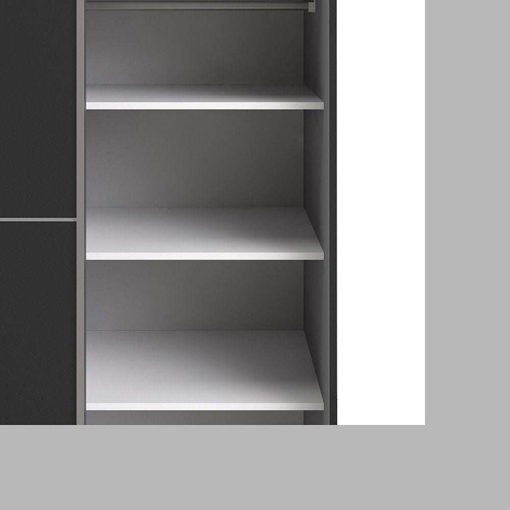 Black Matt Sliding Wardrobe with Matching Doors and 5 Shelves