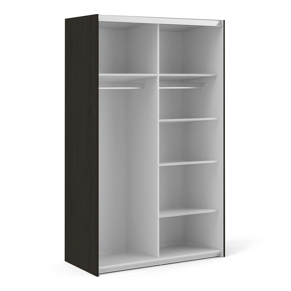 Black Matt Sliding Wardrobe with Matching Doors and 5 Shelves