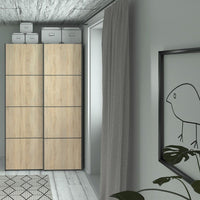 Thumbnail for Verona Sliding Wardrobe 120cm in Black Matt With Oak Doors