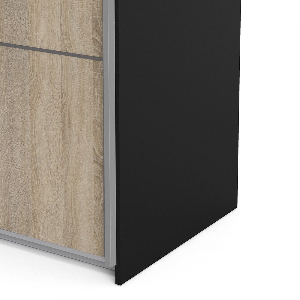 Verona Sliding Wardrobe 120cm in Black Matt With Oak Doors