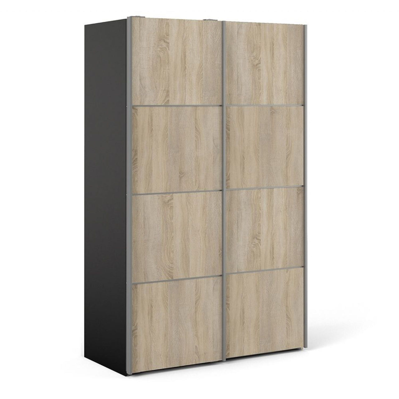 Verona Sliding Wardrobe 120cm in Black Matt With Oak Doors