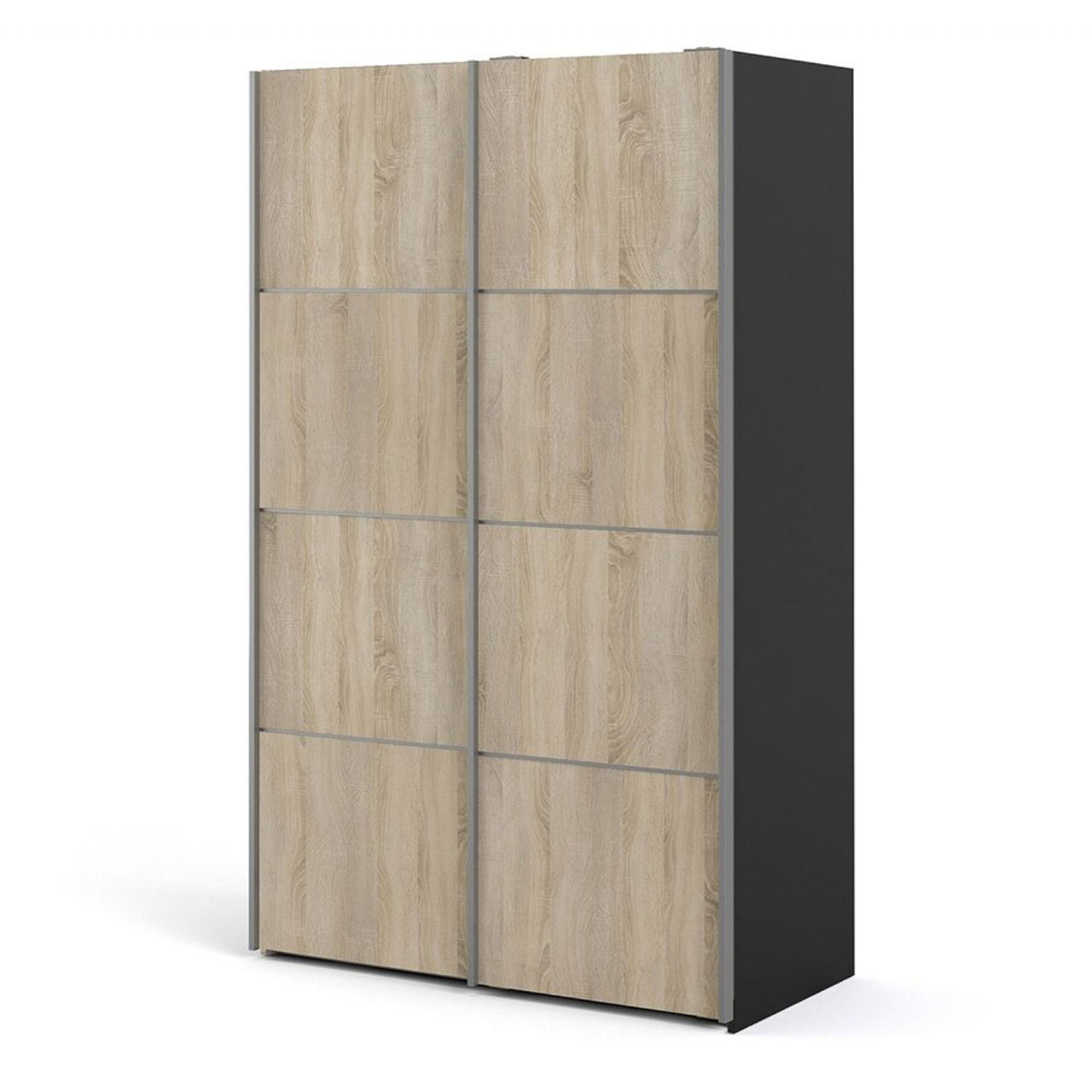 Verona Sliding Wardrobe 120cm in Black Matt With Oak Doors