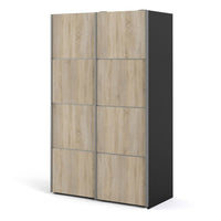 Thumbnail for Verona Sliding Wardrobe 120cm in Black Matt With Oak Doors