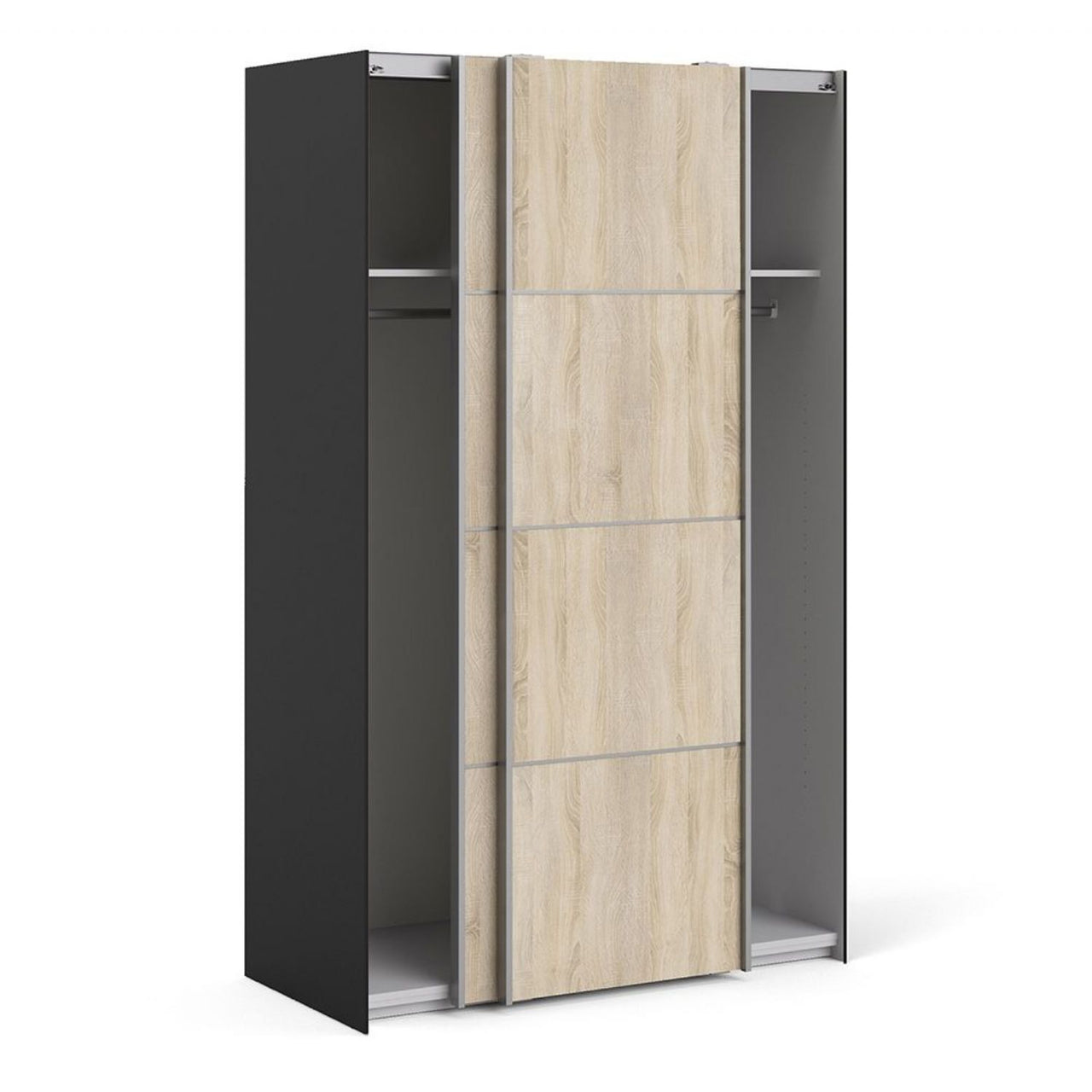 Verona Sliding Wardrobe 120cm in Black Matt With Oak Doors