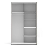 Thumbnail for Black Matt Sliding Tall Wardrobe with Oak Doors with 5 Shelves