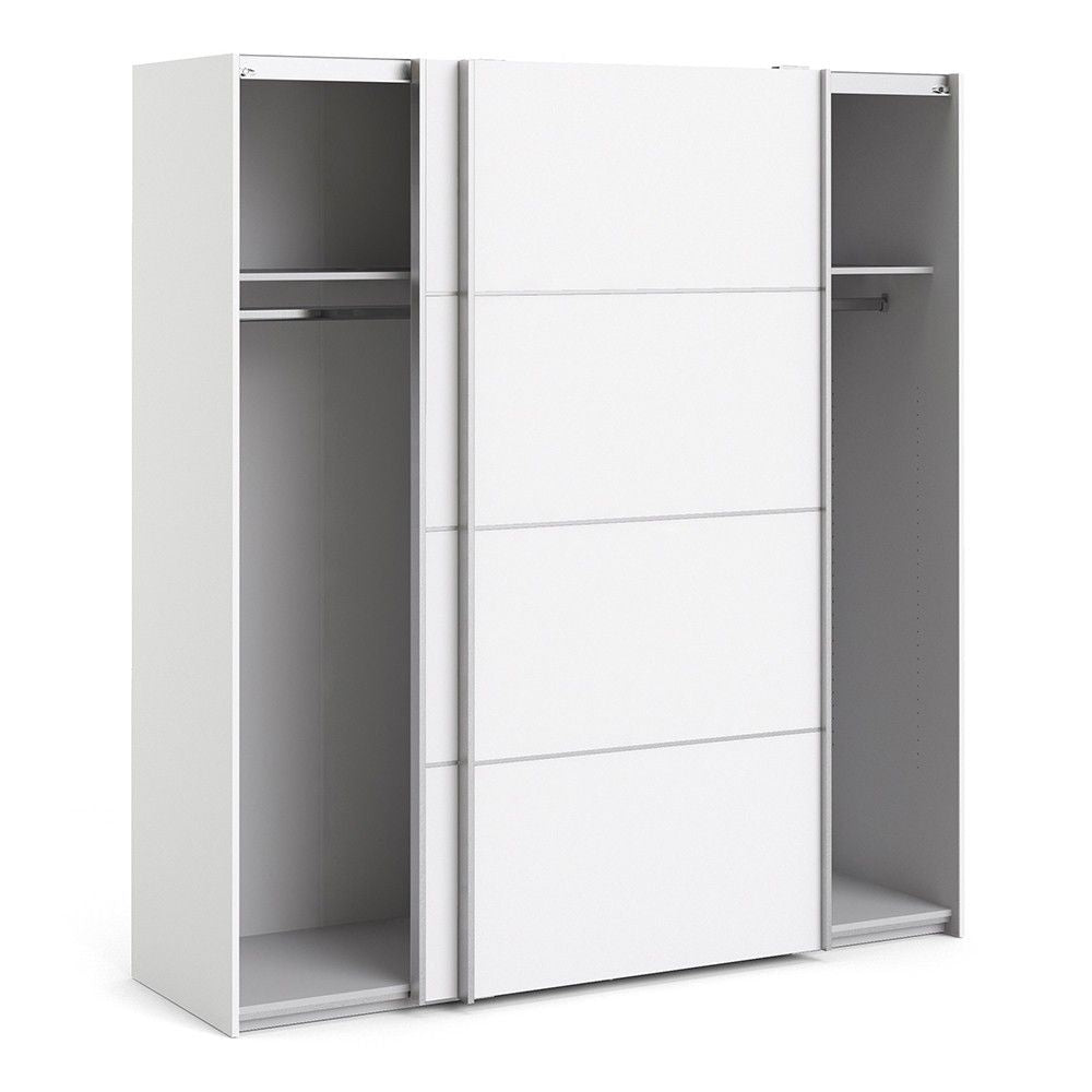 Traditional Wide Tall White Sliding 2 Double Door Wardrobe