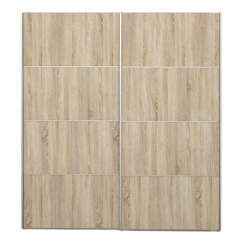 White In Light Oak 2 Sliding Double Door Wardrobe