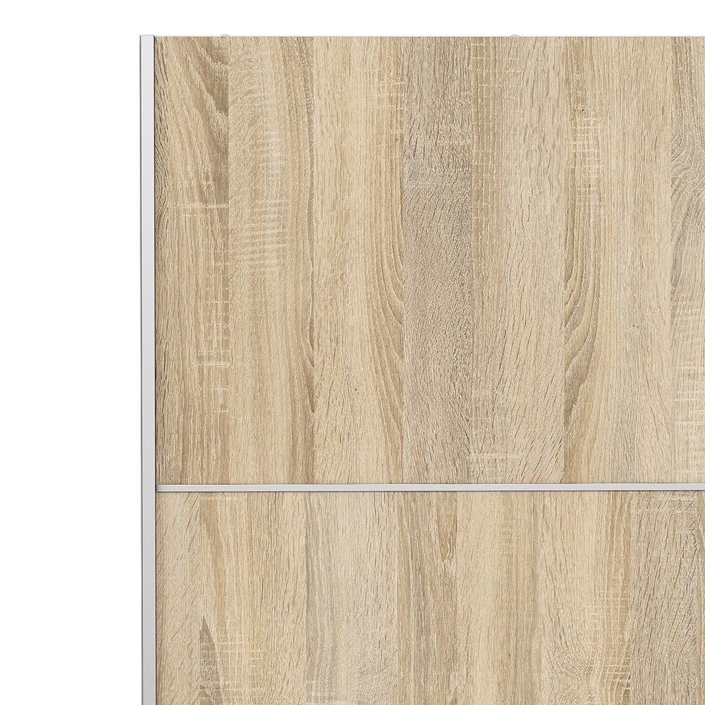 White In Light Oak 2 Sliding Double Door Wardrobe