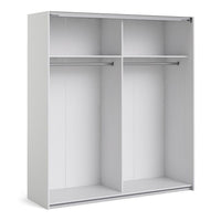 Thumbnail for White Mirrored Glass Sliding 2 Door Double Wardrobe