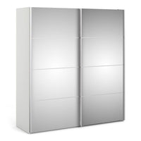 Thumbnail for White Mirrored Glass Sliding 2 Door Double Wardrobe