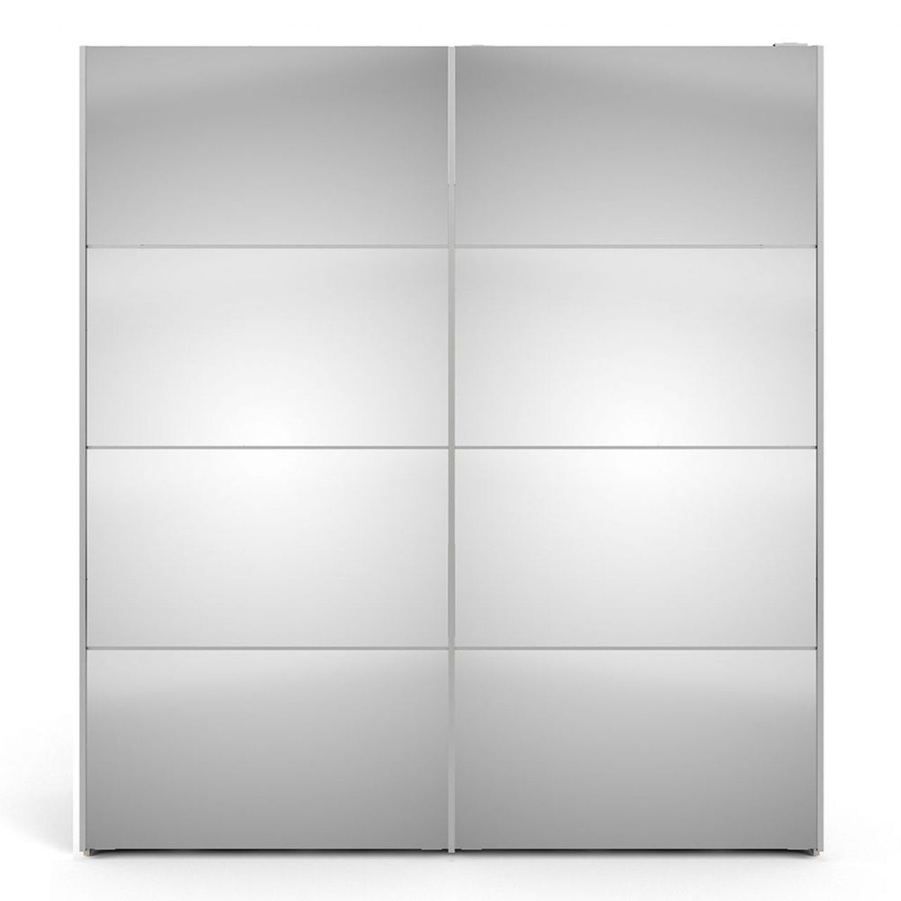 White Mirrored Glass Sliding 2 Door Double Wardrobe