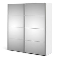 Thumbnail for White Mirrored Glass Sliding 2 Door Double Wardrobe