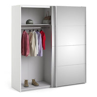 Thumbnail for White Mirrored Glass Sliding 2 Door Double Wardrobe