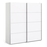 Thumbnail for Large White Sliding 2 Door Double Wardrobe 200cm High x 180cm Wide