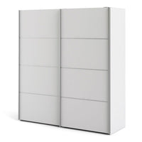 Thumbnail for Large White Sliding 2 Door Double Wardrobe 200cm High x 180cm Wide