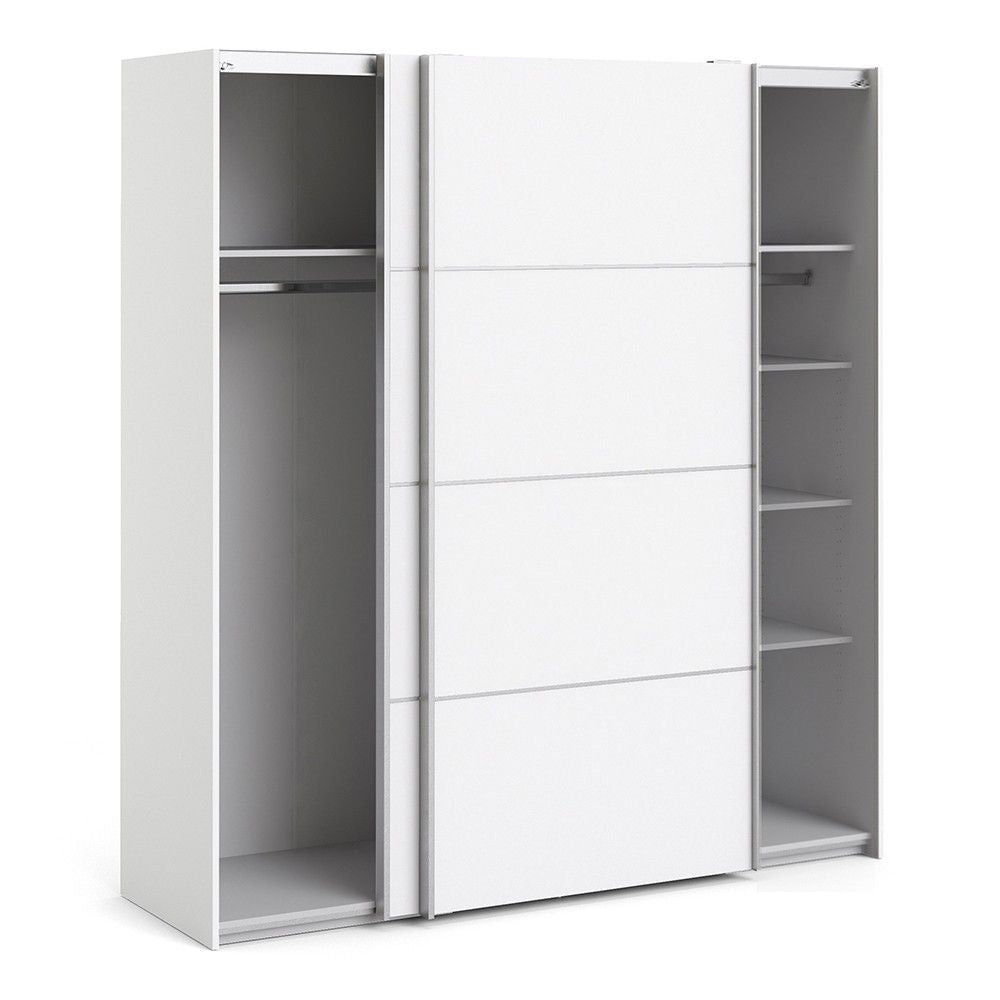 Large White Sliding 2 Door Double Wardrobe 200cm High x 180cm Wide