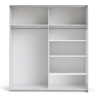 Thumbnail for Large White Sliding 2 Door Double Wardrobe 200cm High x 180cm Wide