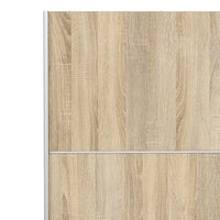 Thumbnail for Traditional Tall Wide White In Oak Sliding 2 Door Double Wardrobe