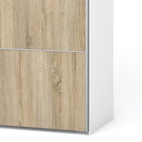 Thumbnail for Traditional Tall Wide White In Oak Sliding 2 Door Double Wardrobe