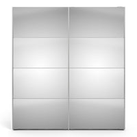 Thumbnail for Wide White Mirrored Glass Sliding 2 Door Double Wardrobe