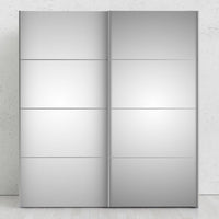 Thumbnail for Wide White Mirrored Glass Sliding 2 Door Double Wardrobe