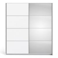 Thumbnail for Wide White and Mirrored Glass Sliding 2 Door Double Wardrobe