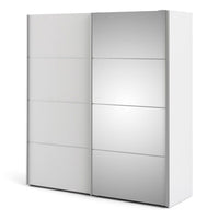 Thumbnail for Wide White and Mirrored Glass Sliding 2 Door Double Wardrobe