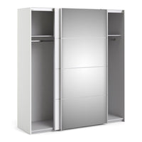 Thumbnail for Wide White and Mirrored Glass Sliding 2 Door Double Wardrobe