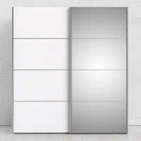 Thumbnail for Wide White and Mirrored Glass Sliding 2 Door Double Wardrobe